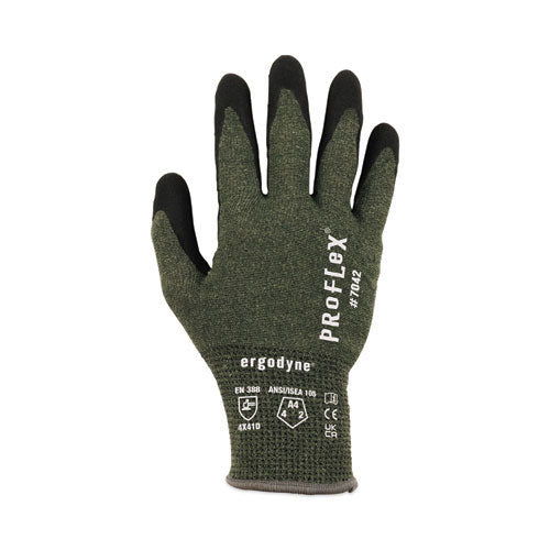 Ergodyne Proflex 7042 Ansi A4 Nitrile-coated Cr Gloves Green Small 12 Pairs/pack