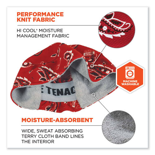 Ergodyne Chill-its 6630 High-performance Terry Cloth Skull Cap Polyester One Size Fits Most Red Western