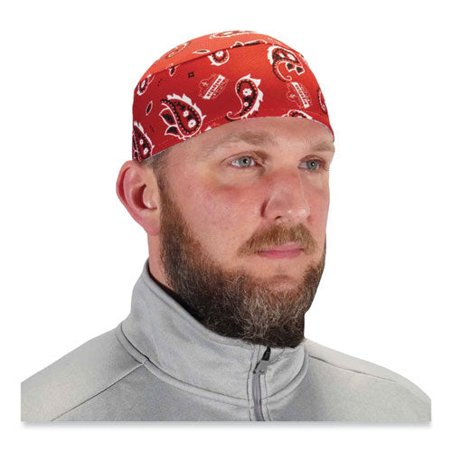 Ergodyne Chill-its 6630 High-performance Terry Cloth Skull Cap Polyester One Size Fits Most Red Western