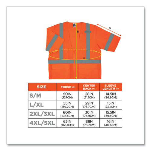 Ergodyne Glowear 8320z Class 3 Standard Zipper Vest Polyester Largel/x-large Orange