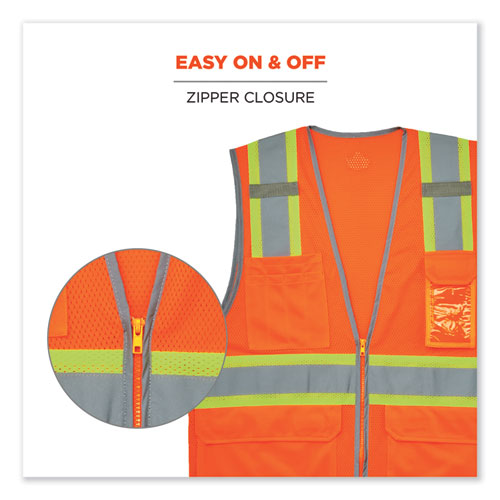 Ergodyne Glowear 8246z-s Single Size Class 2 Two-tone Mesh Vest Polyester 5x-large Orange