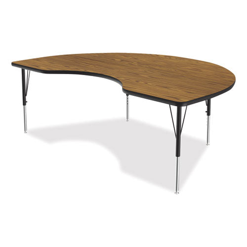 Correll Adjustable Activity Tables Kidney Shape 72"x48"x19" To 29" Oak Top Black Legs 4/pallet