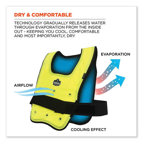 Ergodyne Chill-its 6687 Economy Dry Evaporative Cooling Elastic Waist Vest Nylon Small/medium Lime