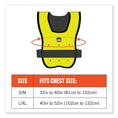 Ergodyne Chill-its 6687 Economy Dry Evaporative Cooling Elastic Waist Vest Nylon Small/medium Lime