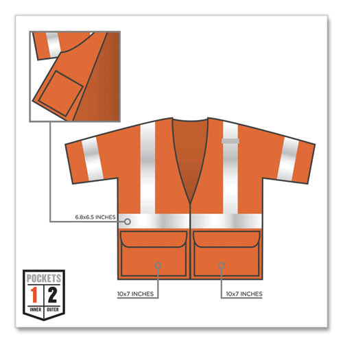 Ergodyne Glowear 8320z Class 3 Standard Zipper Vest Polyester 4x-large/5x-large Orange