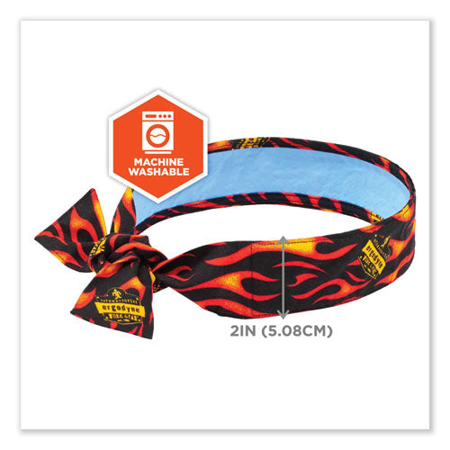 Ergodyne Chill-its 6700ct Cooling Bandana Pva Tie Headband One Size Fits Most Flames