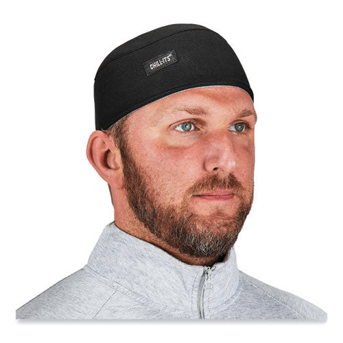 Ergodyne Chill-its 6630 High-performance Terry Cloth Skull Cap Polyester One Size Fits Most Black