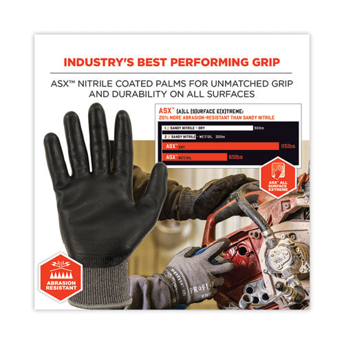 Ergodyne Proflex 7072 Ansi A7 Nitrile-coated Cr Gloves Gray Large 12 Pairs/pack