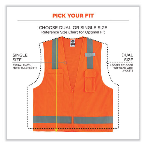 Ergodyne Glowear 8249z-s Single Size Class 2 Economy Surveyors Zipper Vest Polyester 3x-large Orange