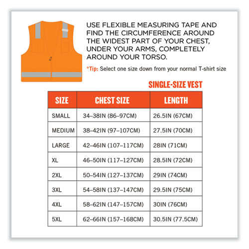 Ergodyne Glowear 8249z-s Single Size Class 2 Economy Surveyors Zipper Vest Polyester 3x-large Orange