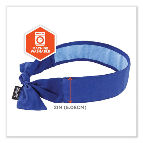 Ergodyne Chill-its 6700ct Cooling Bandana Pva Tie Headband One Size Fits Most Solid Blue