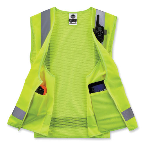 Ergodyne Glowear 8249z-s Single Size Class 2 Economy Surveyors Zipper Vest Polyester 5x-large Lime