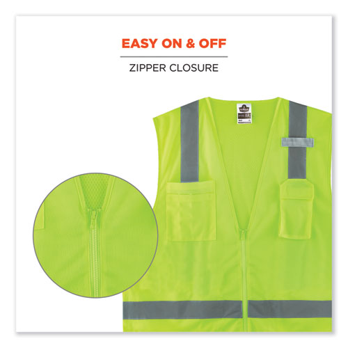 Ergodyne Glowear 8249z-s Single Size Class 2 Economy Surveyors Zipper Vest Polyester 5x-large Lime