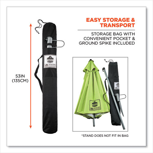 Ergodyne Shax 6199 Lightweight Work Umbrella Stand Kit 7.5 Ft Diax92" Tall Polyester/steel Lime