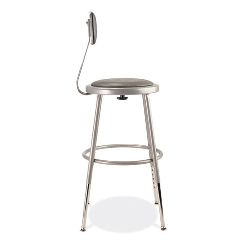 NPS 6400 Series Height Adjustable Heavy Duty Padded Stool W/backrest Supports 300lb 19"-27" Seat Ht Grayships In 1-3 Bus Days