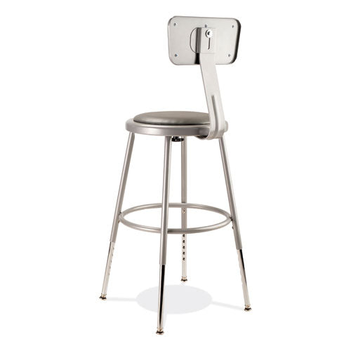 NPS 6400 Series Height Adjustable Heavy Duty Padded Stool W/backrest Supports 300lb 19"-27" Seat Ht Grayships In 1-3 Bus Days