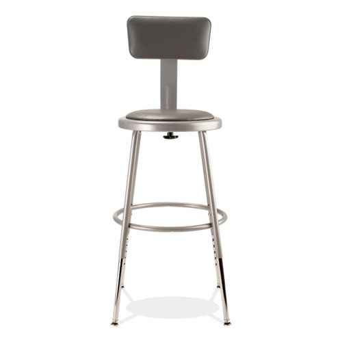 NPS 6400 Series Height Adjustable Heavy Duty Padded Stool W/backrest Supports 300lb 19"-27" Seat Ht Grayships In 1-3 Bus Days