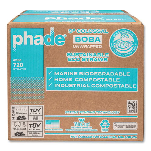 Phade™ Marine Biodegradable Straws Boba Straws 9" Ocean Blue 720/Case