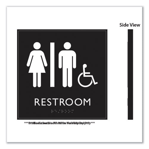 Headline Sign Ada Sign Unisex Accessible Restroom Plastic 8x8 Clear/white