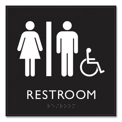 Headline Sign Ada Sign Unisex Accessible Restroom Plastic 8x8 Clear/white