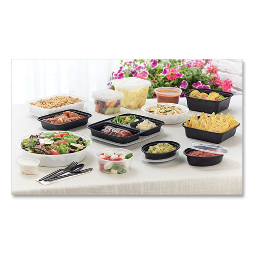 Pactiv Evergreen Newspring Versatainer Microwavable Containers Oval 12 Oz 6.8x4.8x1.45 Black/clear Plastic 150/Case
