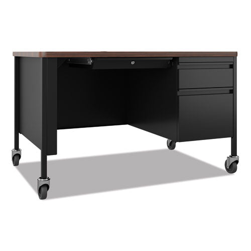 Hirsh Industries Mobile Teachers Pedestal Desks Right-hand Pedestal: Box/file Drawers 48"x30"x29.5" Walnut/black