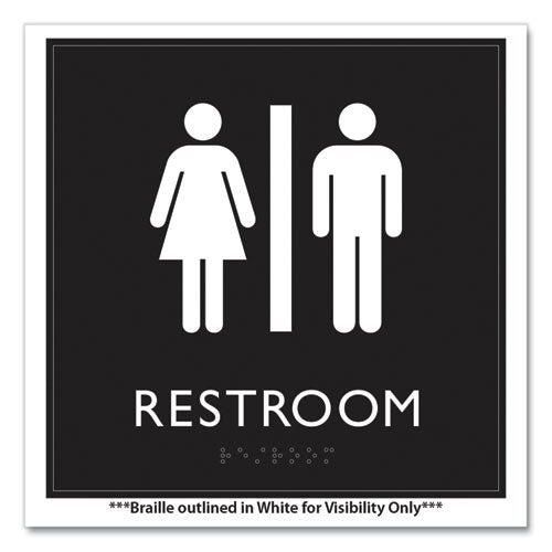 Headline Sign Ada Sign Unisex Restroom Plastic 8x8 Clear/white