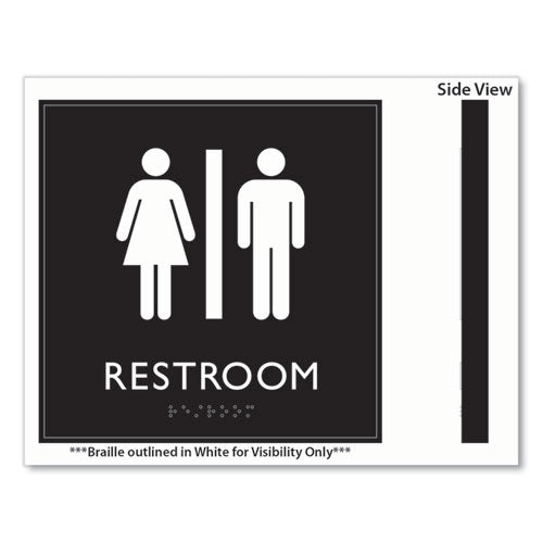 Headline Sign Ada Sign Unisex Restroom Plastic 8x8 Clear/white
