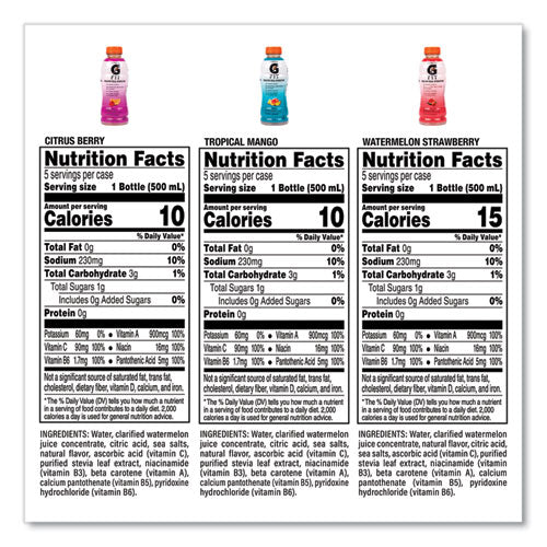 Gatorade Fit Electrolyte Beverage Variety Pack Assorted Flavors 16.9 Oz Bottle 15/pack