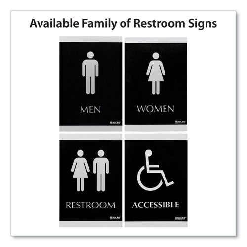 Headline Sign Century Series Office Sign Men/women Restroom 6x9 Black/silver