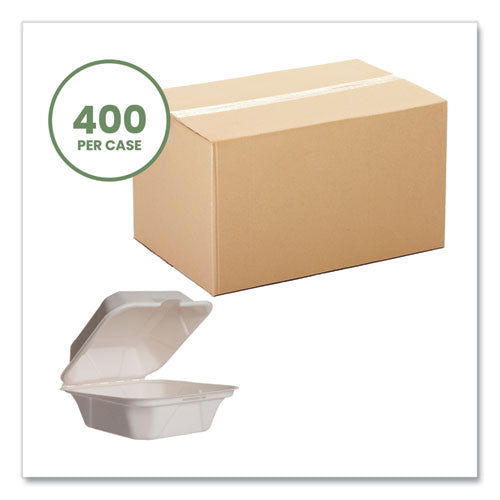 Vegware™ Nourish Molded Fiber Takeout Containers 6x6x2 White Sugarcane 400/Case