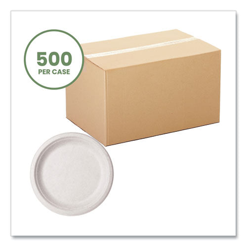 Vegware™ Molded Fiber Tableware Plate 9" Diameter White 500/Case