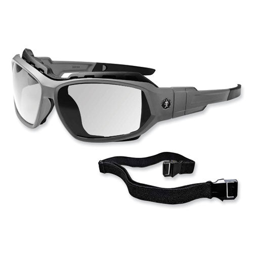 Ergodyne Skullerz Loki Safety Glasses/goggles Matte Gray Nylon Impact Frame Anti-fog Clear Polycarb Lens