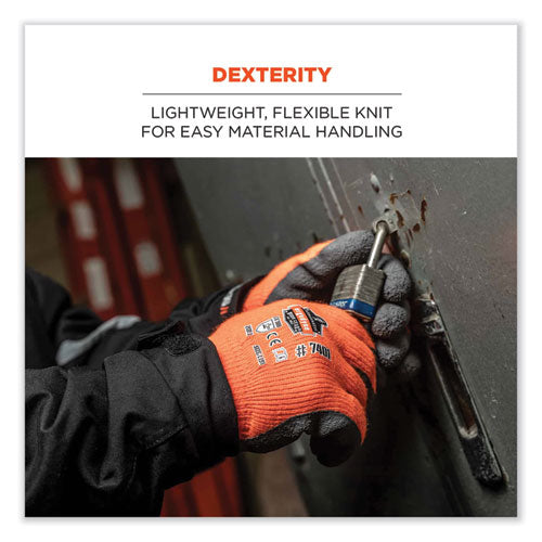 Ergodyne Proflex 7401-case Coated Lightweight Winter Gloves Orange Medium 144 Pairs/Case