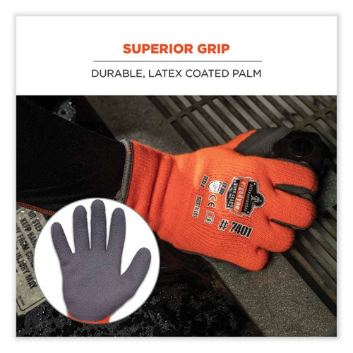 Ergodyne Proflex 7401-case Coated Lightweight Winter Gloves Orange Medium 144 Pairs/Case