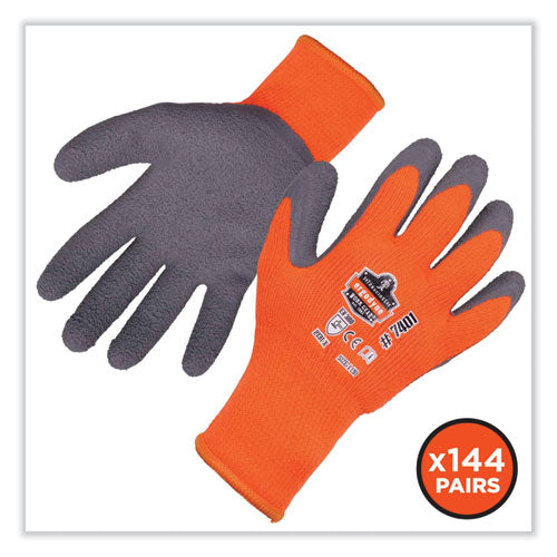 Ergodyne Proflex 7401-case Coated Lightweight Winter Gloves Orange Medium 144 Pairs/Case