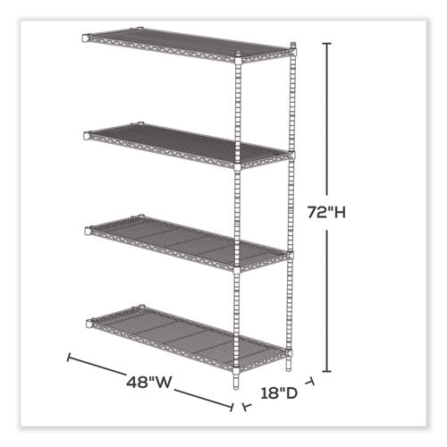 Safco Industrial Add-on Unit Four-shelf 48wx18dx72h Steel Black