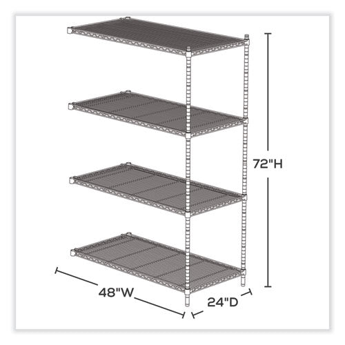 Safco Industrial Add-on Unit Four-shelf 48wx24dx72h Steel Metallic Gray