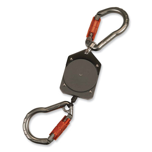 Ergodyne Squids 3003 Retractable Lanyard With Two Carabiners 2 Lb Max Working Capacity 8" To 48" Gray