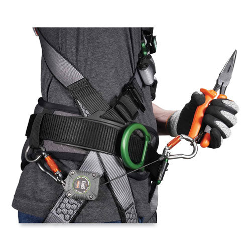 Ergodyne Squids 3003 Retractable Lanyard With Two Carabiners 2 Lb Max Working Capacity 8" To 48" Gray