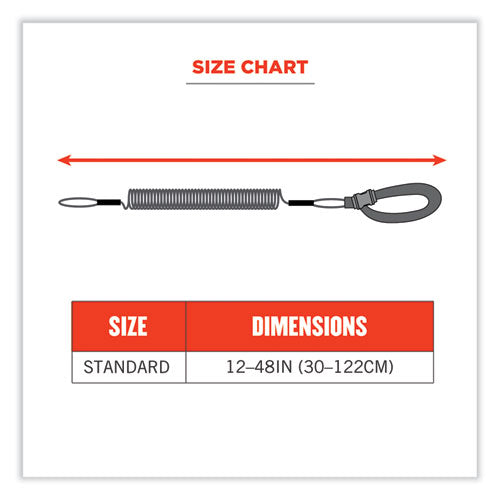 Ergodyne Squids 3157 Coiled Lanyard With Buckle 2 Lb Max Working Capacity 12" To 48" Long Black