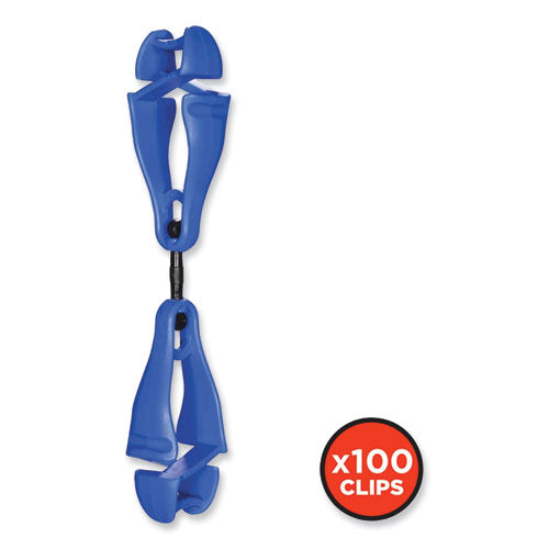 Ergodyne Squids 3420 Dual Clip Swivel Glove Clip Holder 1x0.6x5.5 Acetal Copolymer Blue 100/pack