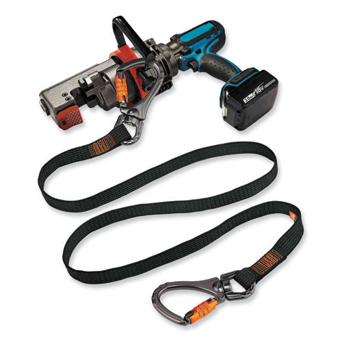 Ergodyne Squids 3139 Tool Lanyard W/2 Locking Swivel Carabiners 40lb Max Work Capacity 76" Black/orange