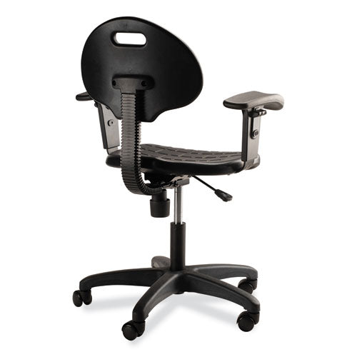 NPS 6700 Series Polyurethane Adj Height Task Chair W/arms Supports 300lb 16"-21" Seat Ht Black Seat/baseships In 1-3 Bus Days