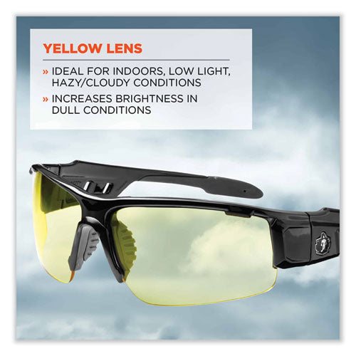 Ergodyne Skullerz Dagr Safety Glasses Black Nylon Impact Frame Yellow Polycarbonate Lens