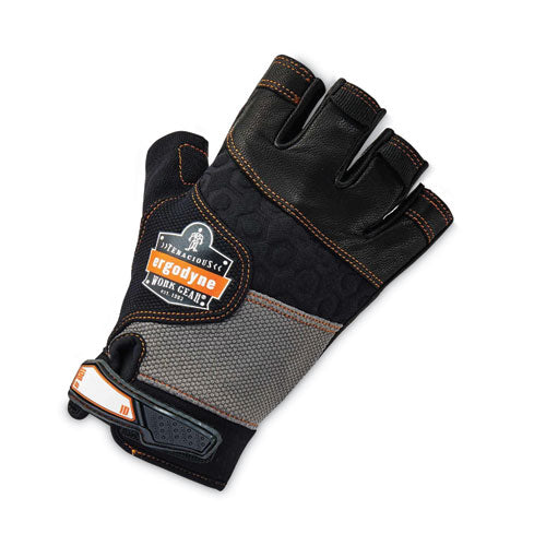 Ergodyne Proflex 901 Half-finger Leather Impact Gloves Black X-large Pair