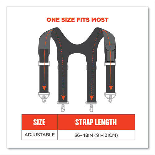 Ergodyne Arsenal 5560 Padded Tool Belt Suspenders 36" To 48" Waist 3" Wide Polyester Gray