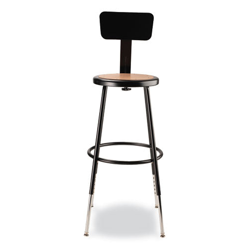 NPS 6200 Series 25"-33" Height Adj Heavy Duty Stool With Backrest Supports 500 Lb Brown Seat Black Base Ships In 1-3 Bus Days