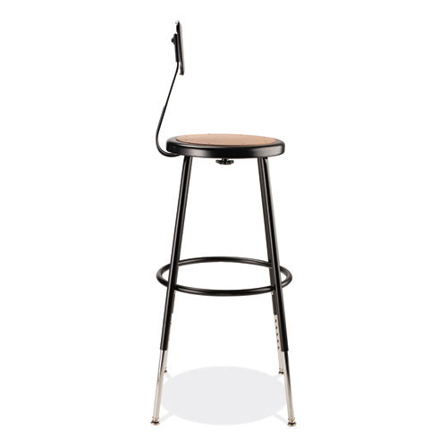 NPS 6200 Series 25"-33" Height Adj Heavy Duty Stool With Backrest Supports 500 Lb Brown Seat Black Base Ships In 1-3 Bus Days