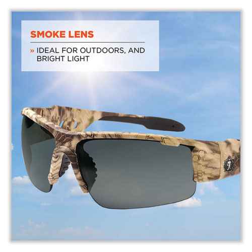 Ergodyne Skullerz Dagr Safety Glasses Kryptek Highlander Nylon Impact Frame Smoke Polycarbonate Lens